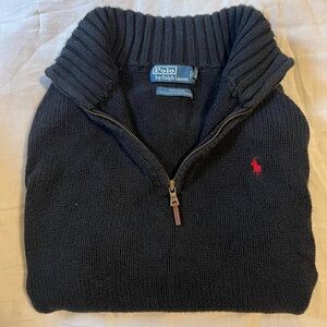 Black Polo 1/4 Zip Sweater